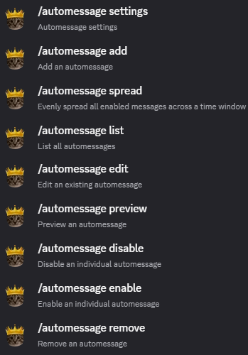 Hugo automessage command overview