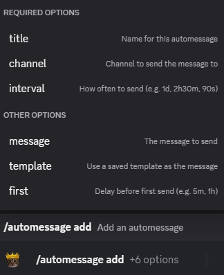 Hugo automessage add command setup