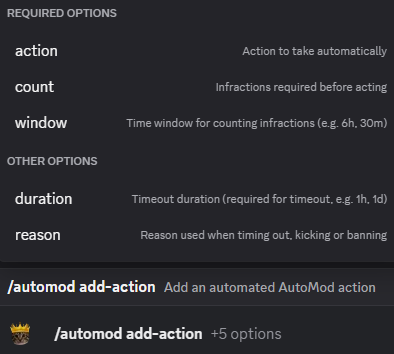 Hugo automod add-action configuration