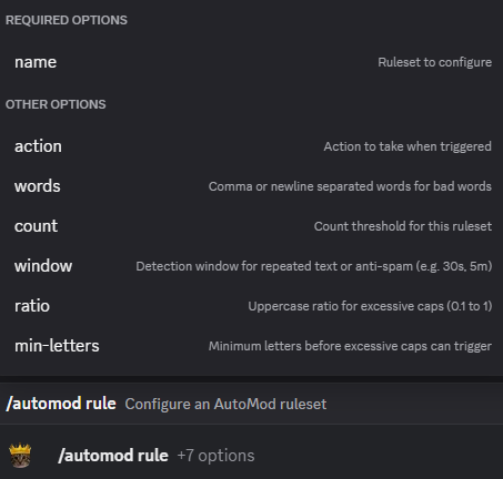 Hugo automod rule configuration