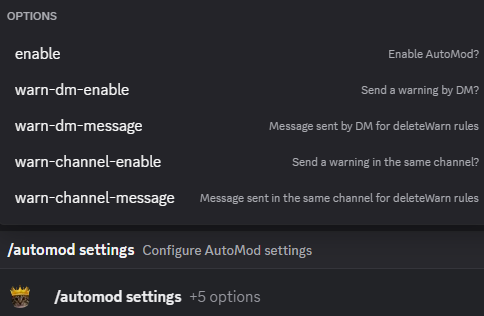 Hugo automod settings configuration