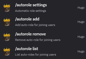 Hugo autorole configuration showing normal join roles