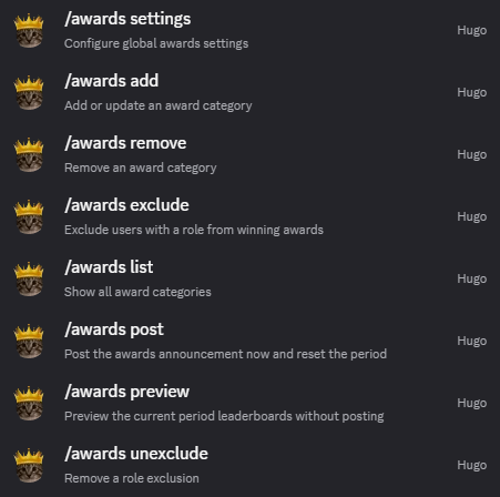 Hugo awards command overview