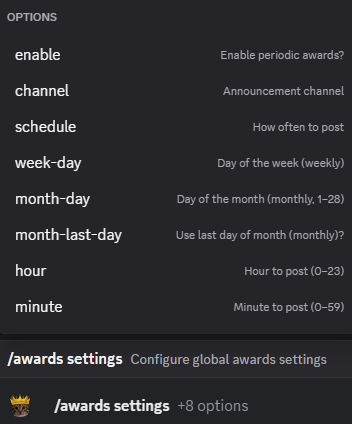 Hugo awards settings configuration