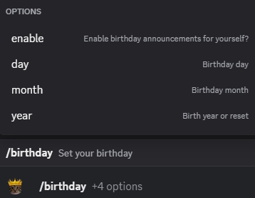 Hugo birthday command