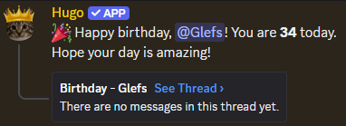 Example birthday announcement by Hugo