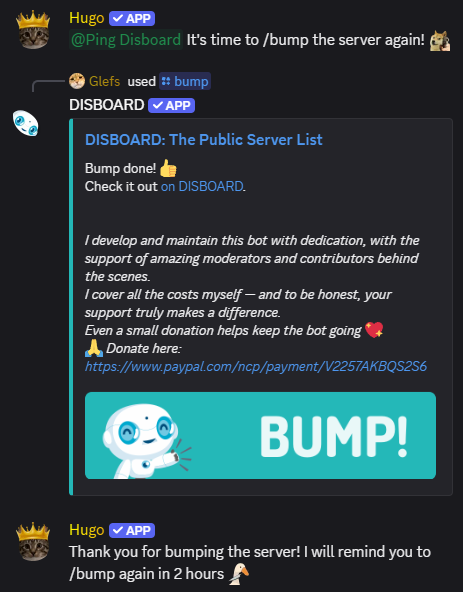 Hugo bump reminder command overview