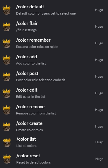 Hugo color command overview