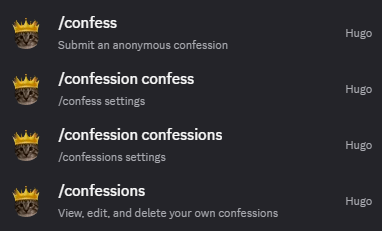 Hugo confession settings