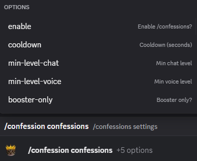 Hugo confessions command settings