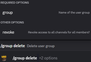 Hugo group delete command confirmation