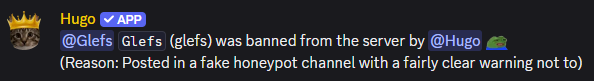 Hugo honeypot configuration using ban mode