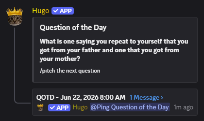 Example QOTD posted by Hugo