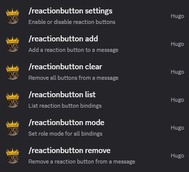 Hugo reaction button role setup