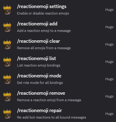 Hugo reaction emoji role setup