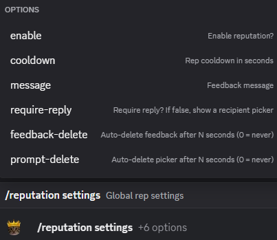 Hugo reputation settings configuration
