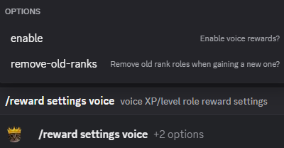 Hugo voice reward settings configuration