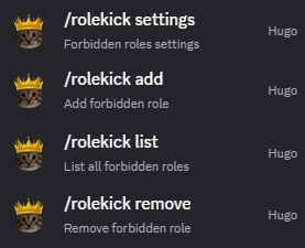 Hugo rolekick command overview