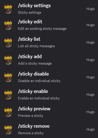 Hugo sticky command overview