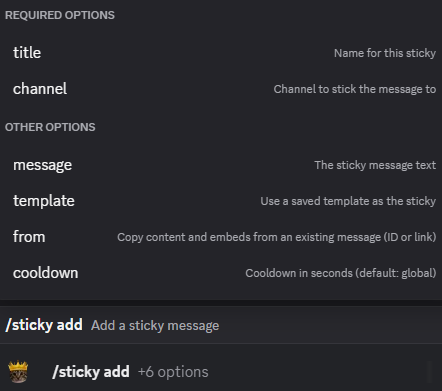 Hugo sticky add command setup
