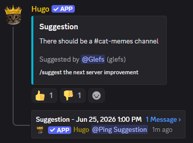 Example suggestion posted by Hugo