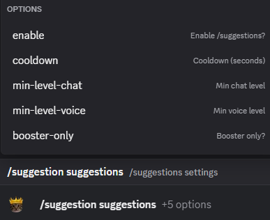 Hugo suggestions command settings