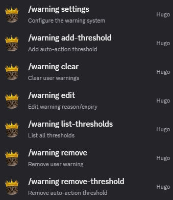 Hugo warning command overview