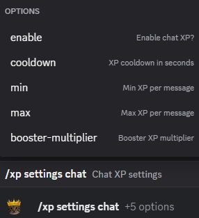 Hugo chat XP settings configuration
